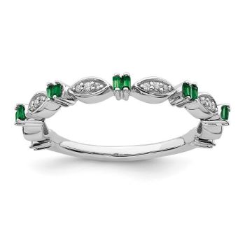 Picture of Sterling  Silver Stackable Created Emerald Diamond Ring
