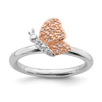 Picture of Diamonds Butterfly Ring Sterling Silver Rose Gold-Plated