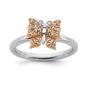 Picture of Diamonds Butterfly Ring Sterling Silver Rose Gold Plated