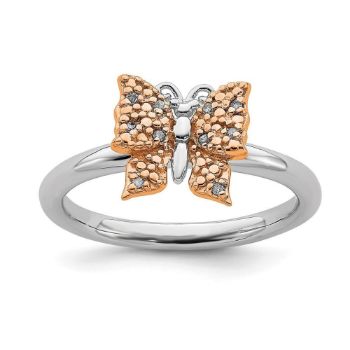 Picture of Diamonds Butterfly Ring Sterling Silver Rose Gold Plated