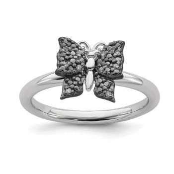 Picture of Diamonds Butterfly Ring Sterling Silver Black Plated