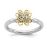 Picture of Diamonds Flower Ring Sterling Silver Gold Plated