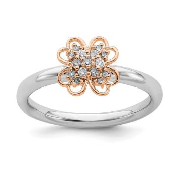 Picture of Diamonds Flower Ring Sterling Silver Rose Gold-Plated