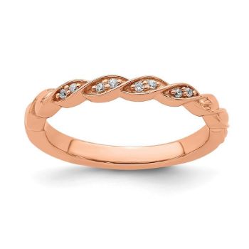 Picture of 14K Rose Solid Gold Diamond Stackable Ring