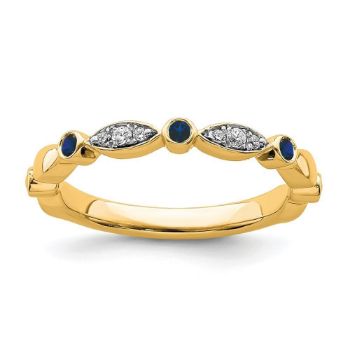 Picture of 14K Yellow Solid Gold Created Sapphires and Diamonds Stackable Ring