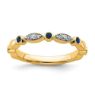 Picture of 14K Yellow Solid Gold Created Sapphires and Diamonds Stackable Ring