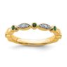 Picture of 14K Yellow Solid Gold Created Emerald and Diamonds Stackable Ring