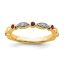 Picture of 14K Yellow Solid Gold Created Ruby and Diamonds Stackable Ring