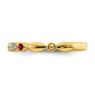 Picture of 14K Yellow Solid Gold Created Ruby and Diamonds Stackable Ring