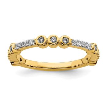 Picture of 14K Yellow Solid Gold White Topaz and Diamond Stackable Ring