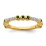 Picture of 14K Yellow Solid Gold Created Emerald and Diamond Stackable Ring