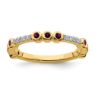 Picture of 14K Yellow Solid Gold Rhodolite Garnet and Diamond Stackable Ring