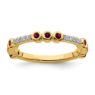 Picture of 14K Yellow Solid Gold Created Ruby and Diamond Stackable Ring