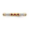 Picture of 14K Yellow Solid Gold Created Ruby and Diamond Stackable Ring