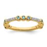 Picture of 14K Yellow Solid Gold Blue Topaz and Diamond Stackable Ring