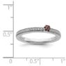 Picture of 14K White Solid Gold Garnet and Diamond Stackable Ring