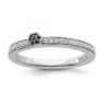 Picture of 14K White Solid Gold Created  Emerald and Diamond Stackable Ring