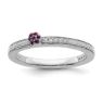 Picture of 14K White Solid Gold Rhodolite Garnet and Diamond Stackable Ring