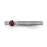 Picture of 14K White Solid Gold Created Ruby and Diamond Stackable Ring