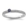 Picture of 14K White Solid Gold Created Sapphire and Diamond Stackable Ring