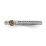 Picture of 14K White Solid Gold Citrine and Diamond Stackable Ring