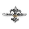 Picture of Sterling Silver & 14k Fleur De Lis Antiqued Ring