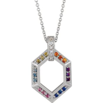 Picture of Family Geometric Pendant 1 to 6 Stones Sterling Silver