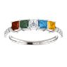 Picture of Silver 1 to 5 Square Stones Mother's Ring Anniversary Band