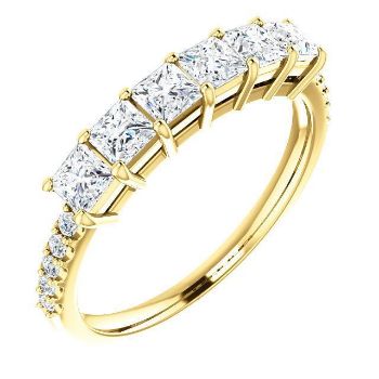 Picture of Gold 1 to 5 Square Stones Mother's Ring Anniversary Band