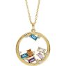 Picture of Gold 1 to 6 Baguette Stones Family Circle Pendant