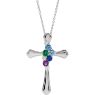 Picture of Cross Silver 1 to 6 Round Stones Mother's Pendant