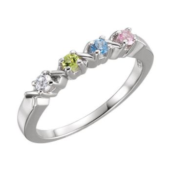Picture of Silver 1 to 5 Round Stone Stackable Mother's Ring