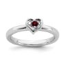 Picture of Sterling Silver Stackable Heart Ring Garnet Birthstone