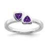 Picture of Silver Ring 2 Heart Amethyst Stones