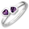 Picture of Silver Ring 2 Heart Amethyst Stones