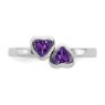 Picture of Silver Ring 2 Heart Amethyst Stones