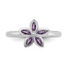 Picture of Silver Flower Ring Amethyst Stones