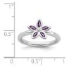 Picture of Silver Flower Ring Amethyst Stones