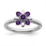 Picture of Silver Flower Ring Amethyst Stones
