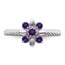 Picture of Silver Flower Ring Amethyst Stones