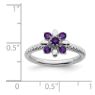 Picture of Silver Flower Ring Amethyst Stones