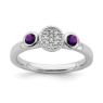 Picture of Sterling Silver Ring Amethyst & Diamond Stones