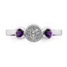 Picture of Sterling Silver Ring Amethyst & Diamond Stones