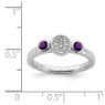 Picture of Sterling Silver Ring Amethyst & Diamond Stones