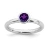 Picture of Silver Ring Low Set 5 mm Amethyst Stone