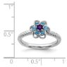 Picture of Silver Flower Ring Blue Topaz & Amethyst stones